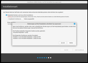 Änderungen der Partitionen bestätigen