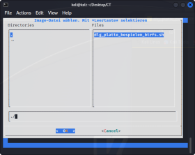 Screenshot: Dialog Platte bespielen – Imageauswahl
